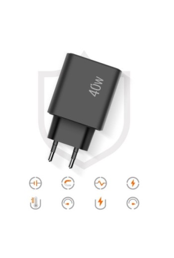 Caricabatterie da parete LinQ 40W - USB QC 3.0 + 2x USB-C Power Delivery - nero