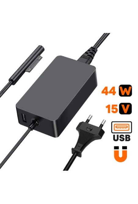 Caricabatterie per Microsoft Surface 44W /2 58A spina UE 1 metro e 20 nero