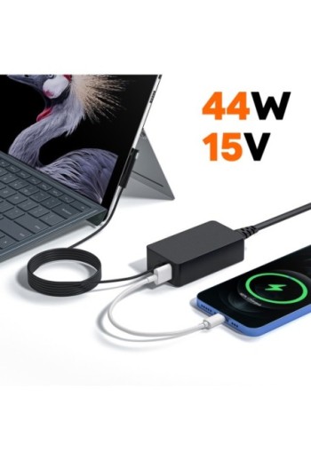 Caricabatterie per Microsoft Surface 44W /2 58A spina UE 1 metro e 20 nero