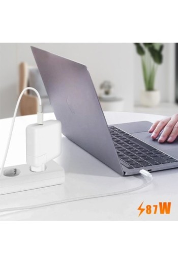 Caricabatterie USB-C Power Delivery 87W con cavo da 2 metri per MacBook LinQ - bianco