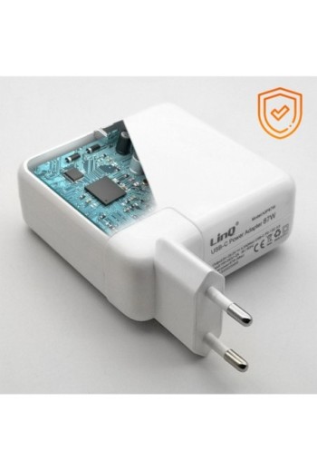 Caricabatterie USB-C Power Delivery 87W con cavo da 2 metri per MacBook LinQ - bianco