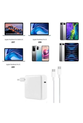 Caricabatterie USB-C Power Delivery 87W con cavo da 2 metri per MacBook LinQ - bianco