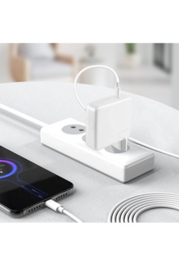 Caricabatterie USB-C Power Delivery 61W con cavo da 2 metri per MacBook LinQ - bianco