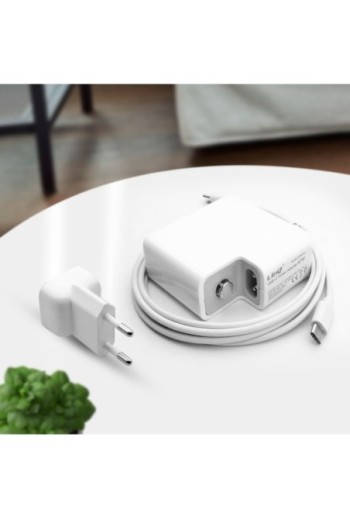 Caricabatterie USB-C Power Delivery 61W con cavo da 2 metri per MacBook LinQ - bianco