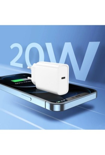 Pack 2-in-1: Caricatore USB-C da 20W + Auricolari Cablati USB-C Kit Mani Libere - Bianco