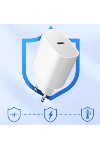 Pack 2-in-1: Caricatore USB-C da 20W + Auricolari Cablati Lightning Kit Mani Libere - Bianco