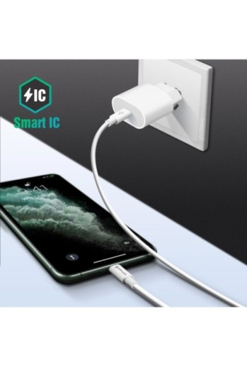 Caricabatterie da Muro USB-C + Cavo Lightning Ricarica Ultra-veloce Power Delivery 20W - Bianco