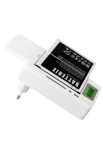 Caricabatterie universale con LCD + porta USB 1A