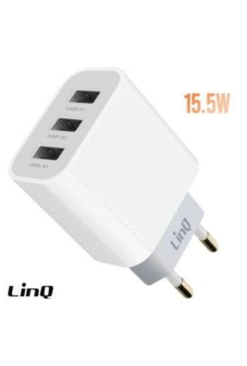 Caricatore da Parete Triplo USB 15.5W - LinQ Bianco