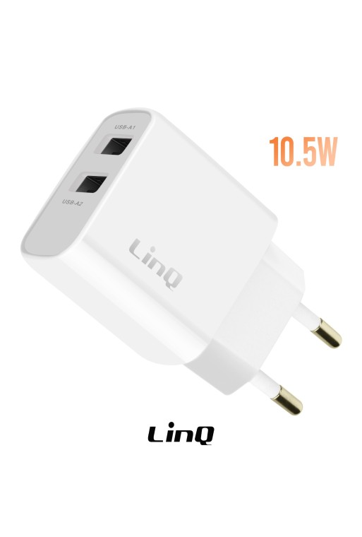 Caricatore da Parete Doppio USB 10.5W - LinQ Bianco