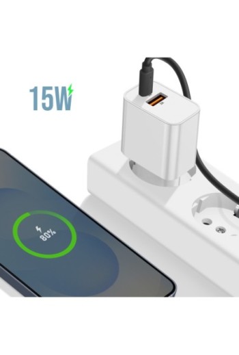 Caricatore da Muro 15W Akashi Bianco - Porta USB-C + USB