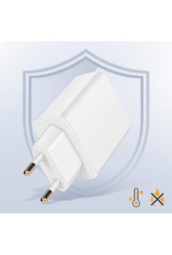 Caricatore 2x USB-C Power Delivery 20W + USB 18W - Inkax Bianco