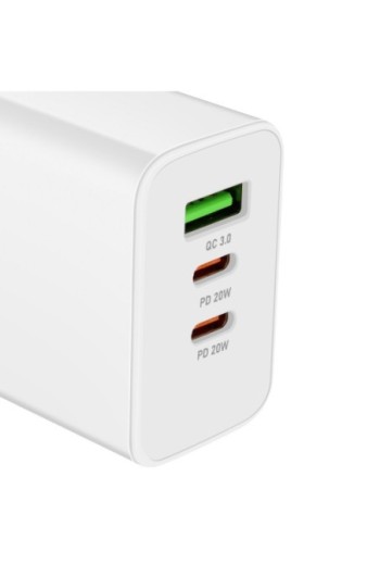 Caricatore 2x USB-C Power Delivery 20W + USB 18W - Inkax Bianco