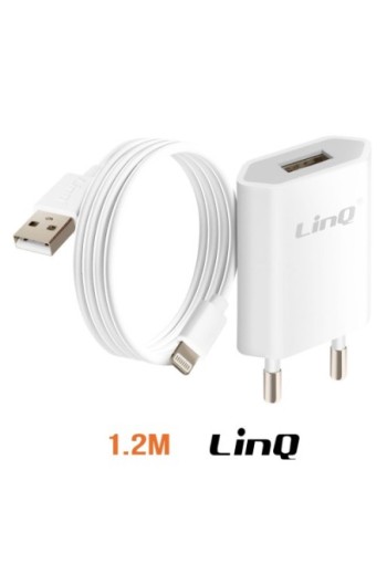 Caricabatterie USB + cavo Lightning bianco - set di ricarica per iPhone LinQ