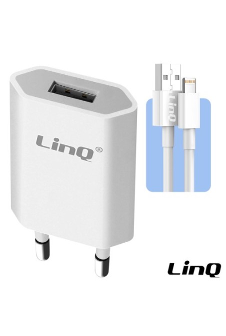 Caricabatterie iPhone: spina da parete USB + cavo USB a Lightning LinQ - bianco