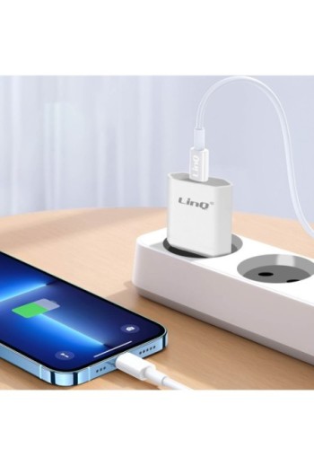Caricabatterie iPhone: spina da parete USB + cavo USB a Lightning LinQ - bianco