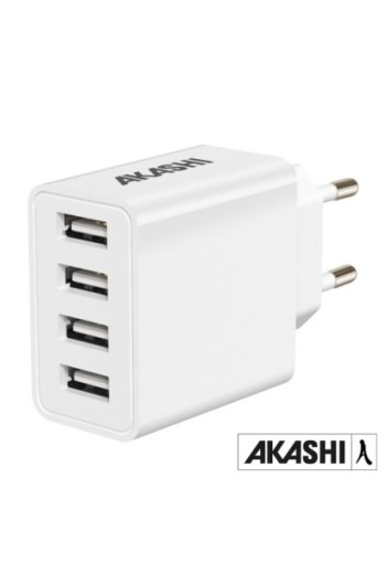Caricatore da Muro Rapido 4 Porte USB 25W – Akashi Bianco