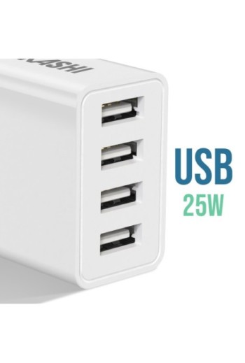 Caricatore da Muro Rapido 4 Porte USB 25W – Akashi Bianco