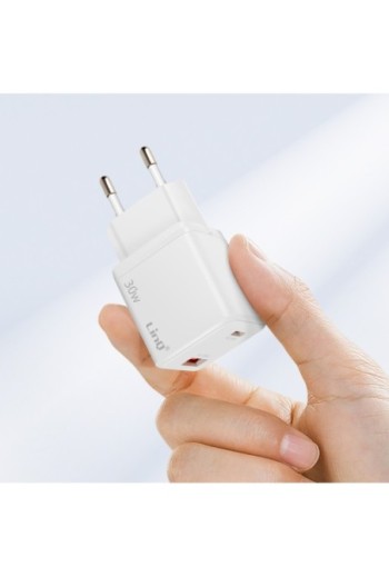 Caricatore USB-C Power Delivery 30W + USB 18W Quick Charge 3.0 - LinQ Bianco