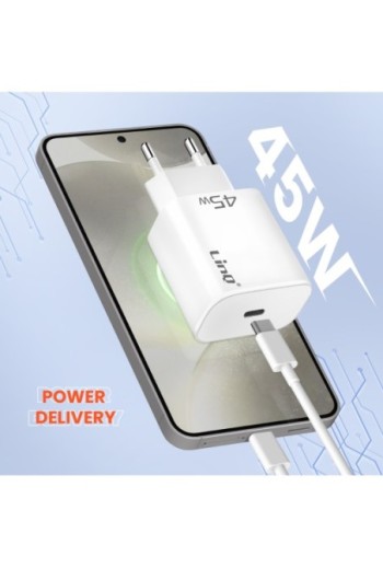 Caricabatterie da muro rapido USB-C 45W Power Delivery 3.0 - bianco LinQ
