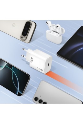 Caricabatterie da muro rapido USB-C 45W Power Delivery 3.0 - bianco LinQ
