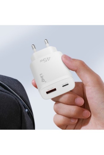 Caricabatterie da muro LinQ - USB-C Power Delivery 45W e USB Quick Charge 3.0 18W