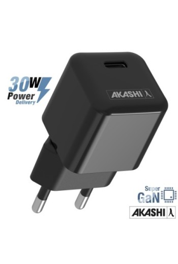 Caricabatterie da muro USB-C SuperGaN 30W carica rapida - Akashi nero