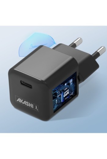 Caricabatterie da muro USB-C SuperGaN 30W carica rapida - Akashi nero