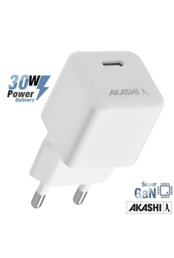 Caricabatterie da muro USB-C SuperGaN 30W carica rapida - Akashi bianco
