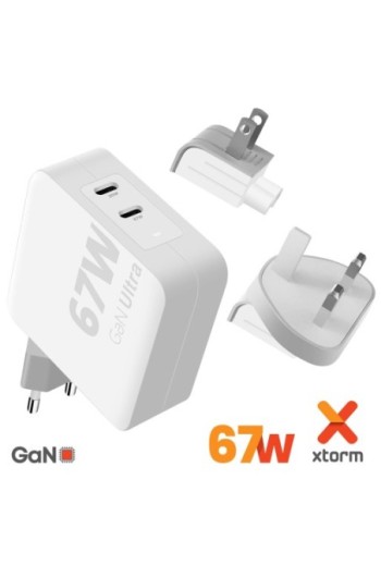 Caricabatterie da viaggio GaN-Ultra 67W Xtorm - 2x USB-C Power Delivery + cavo USB-C