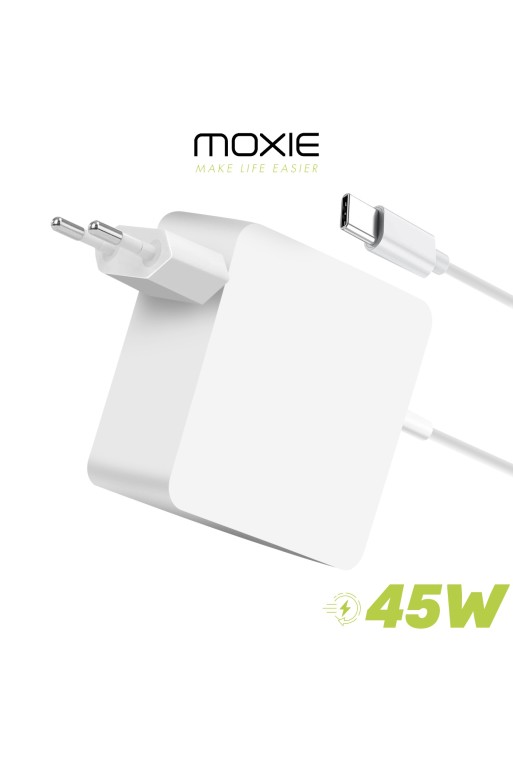 Caricabatterie USB-C per MacBook - spina da 45W + cavo USB-C da 1 metro e 70 - Moxie bianco