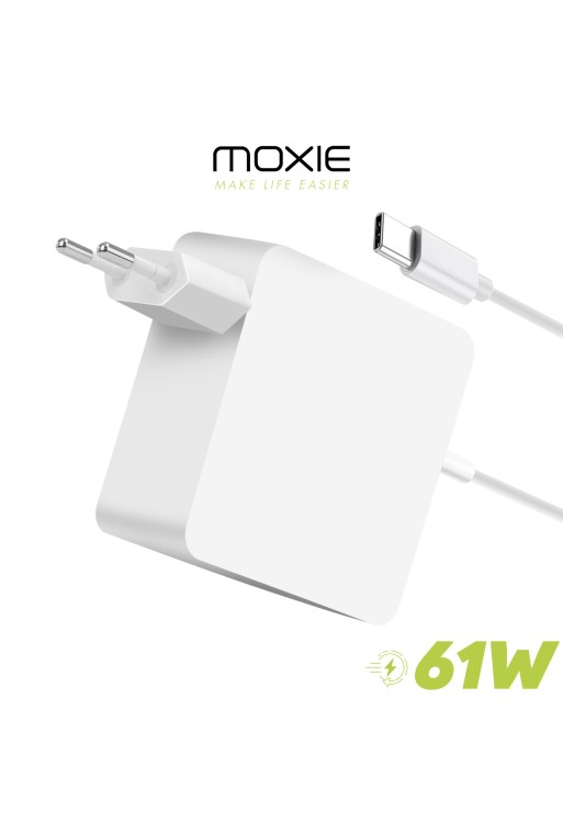 Caricabatterie USB-C per MacBook - spina da 61W + cavo USB-C da 1 metro e 70 - Moxie bianco