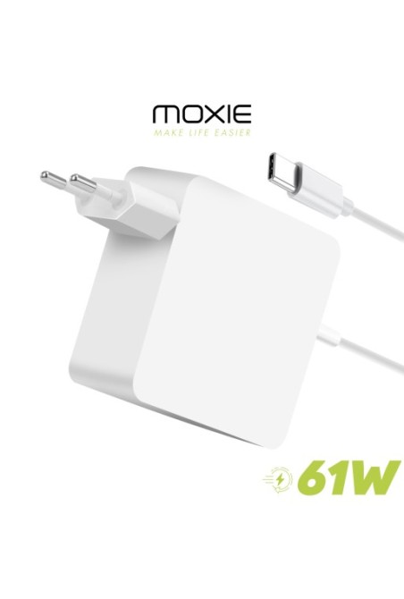 Caricabatterie USB-C per MacBook - spina da 61W + cavo USB-C da 1 metro e 70 - Moxie bianco