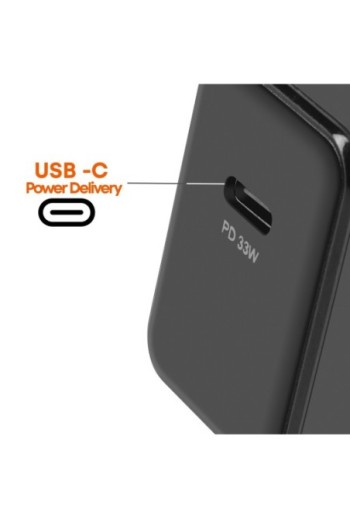 Caricabatterie USB-C Power Delivery 33W compatto - LinQ nero