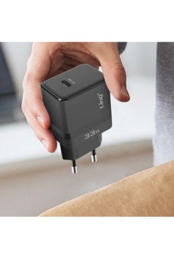 Caricabatterie USB-C Power Delivery 33W compatto - LinQ nero