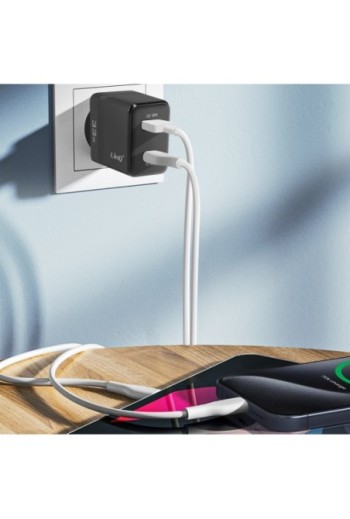 Caricabatterie da muro USB-C 33W + USB 18W - LinQ nero