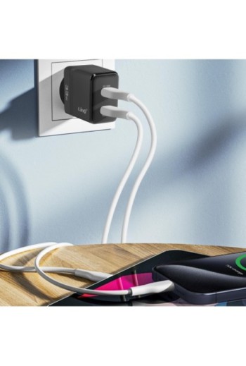 Caricabatterie da muro 33W doppio USB-C Power Delivery LinQ - nero