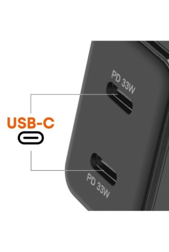 Caricabatterie da muro 33W doppio USB-C Power Delivery LinQ - nero