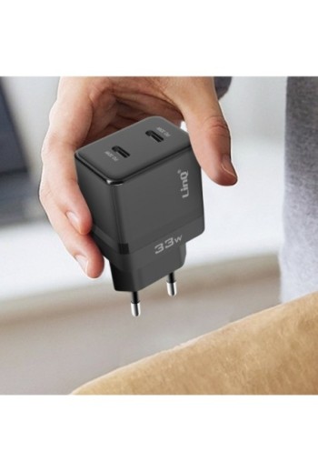 Caricabatterie da muro 33W doppio USB-C Power Delivery LinQ - nero