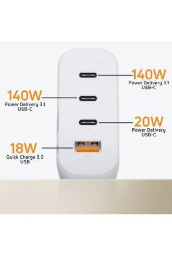 Caricabatterie per computer portatili USB-C 140W + USB - Xtorm GaN² Ultra