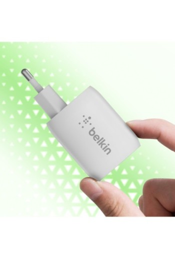 Caricabatterie Belkin due USB-C GaN 65W + cavo USB-C - BoostCharge Pro bianco