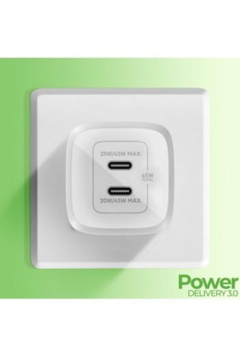 Caricabatterie Belkin due USB-C GaN 45W - BoostCharge Pro bianco