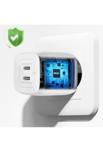 Caricabatterie Belkin due USB-C GaN 45W - BoostCharge Pro bianco