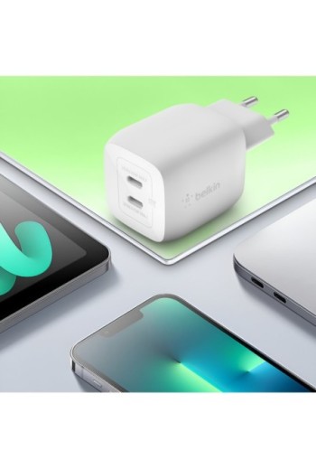 Caricabatterie Belkin due USB-C GaN 45W - BoostCharge Pro bianco