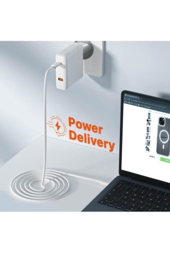 Caricabatterie 108W 1 porta USB-C Power Delivery + 1 porta USB LinQ - bianco