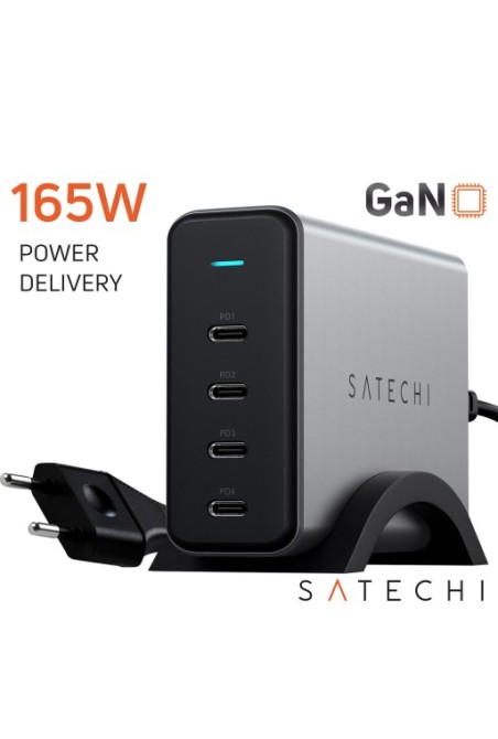 Caricabatterie GaN 165W con 4x USB-C Power Delivery Satechi grigio siderale