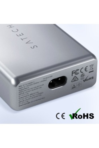 Caricabatterie 108W 2 USB-C Power Delivery + 2 USB con spina da muro Satechi grigio siderale