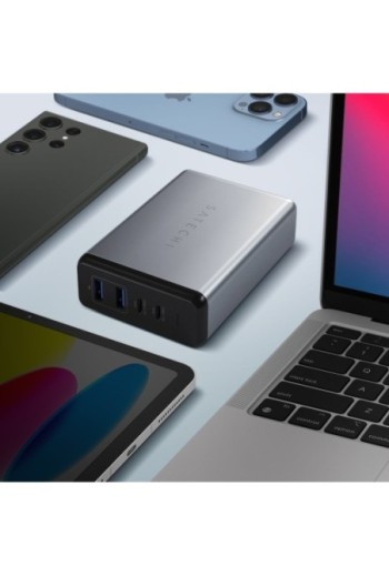 Caricabatterie 108W 2 USB-C Power Delivery + 2 USB con spina da muro Satechi grigio siderale