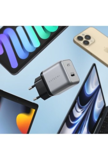 Caricatore GaN Satechi 30W Power Delivery USB-C Ultra compatto Grigio siderale