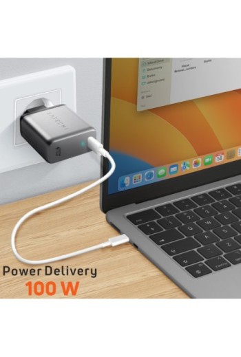 Caricatore GaN Satechi 100W Power Delivery USB-C per computer e smartphone Grigio siderale